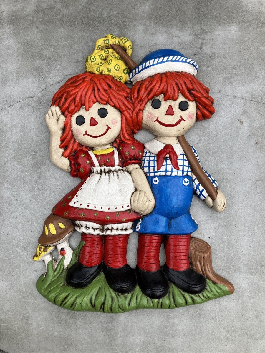 Vintage 1970's Raggedy Ann & Andy Ceramic Chalkware Wall Plaque | eBay