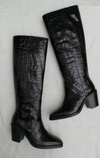 Image of NWOB All Saints REAL LEATHER COHEN CROCO KNEE HIGH BOOTS 8 OR 41