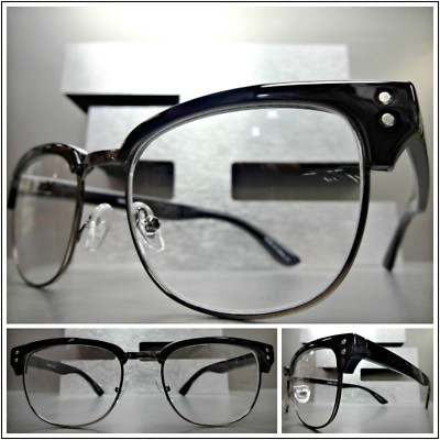 Men Women Vintage Retro Style READING EYE GLASSES READERS Black & Gunmetal Frame