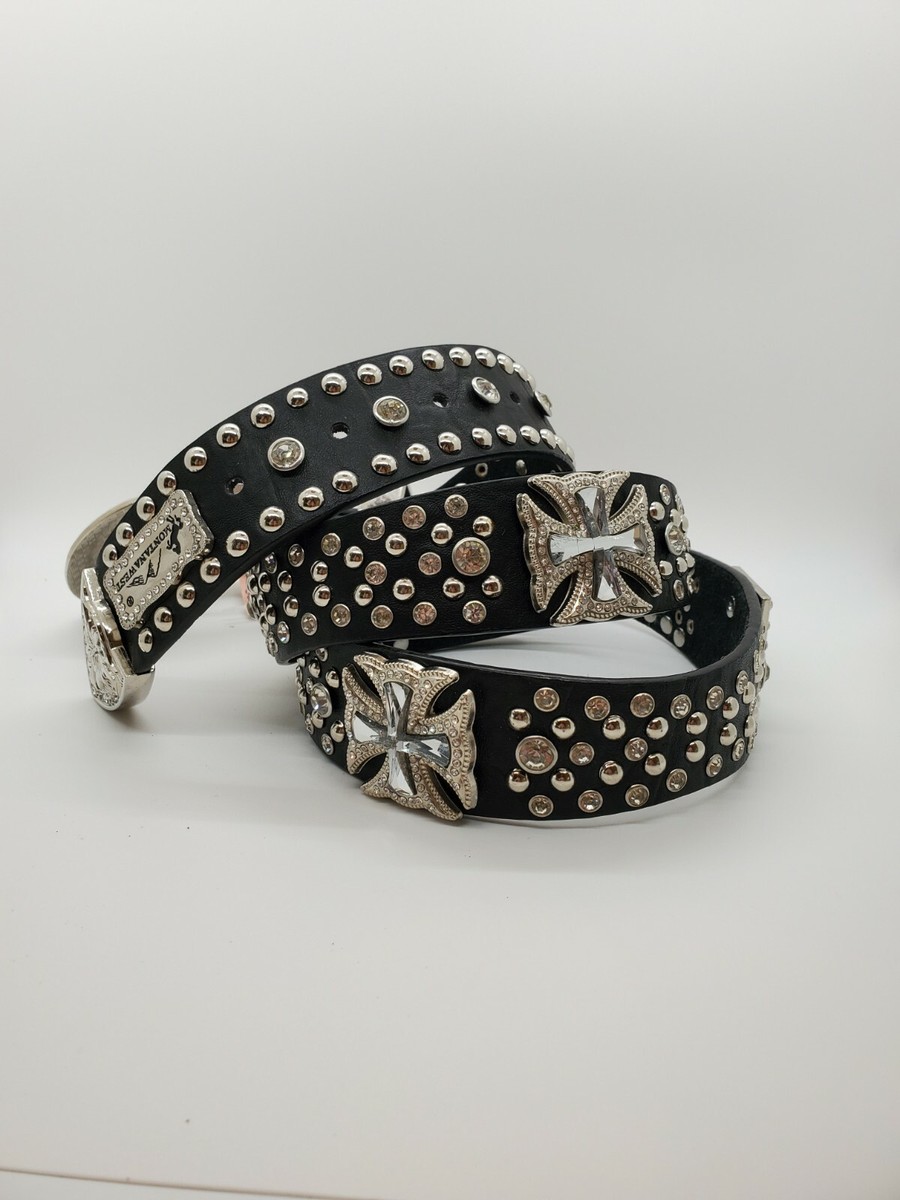 Montana West Leather Belt with large conchos, studded and 
