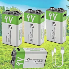 4 Pack 9 Volt Li-ion USB Rechargeable Batteries 650mAh 9V Lithium Ion Battery