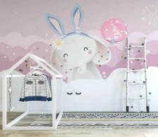 3D Cute Elephant G474 Wallpaper Wall Murals Removable Self-adhesive Honey