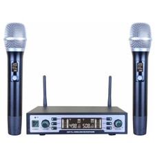 UHF Dual Cordless Vocal Microphone System 2 Metal Dynamic Cardioid Handheld mic