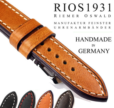 XL LEDERBAND 18, 20, 22, 24mm RIOS1931 Germany BAND Vintage STRAP Uhrband CR