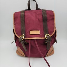 Ted Baker Backpack Fabric Canvas Leather Trim Rucksack Backpack Maroon