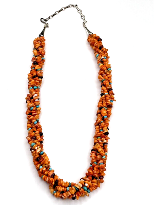 Spiny Oyster Nugget Choker Necklace Strand Turquoise Vintage