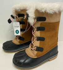 Cat Jack Constance Thermolite warm Winter Fur Lined Boots Tan Girls Size 2