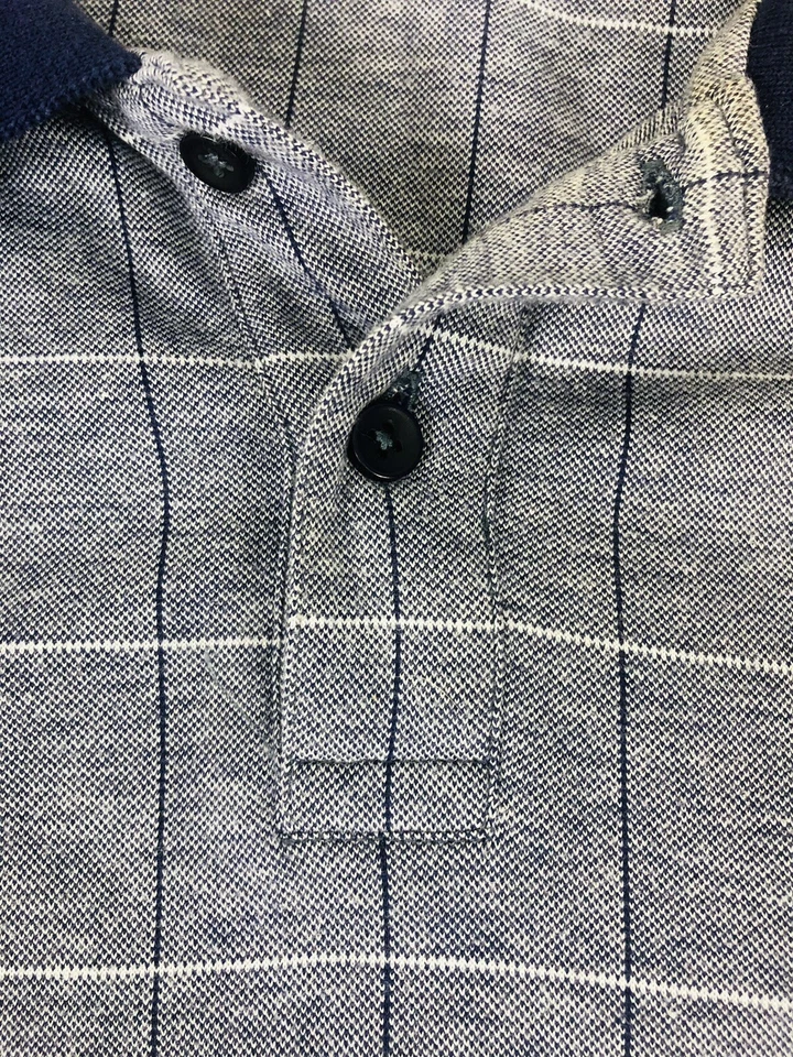 Camisa Polo Vintage HABAND Informal Joe Para Hombre Rockabilly Azul Marino Patrón Cuadrado XL Foto 4 de 4