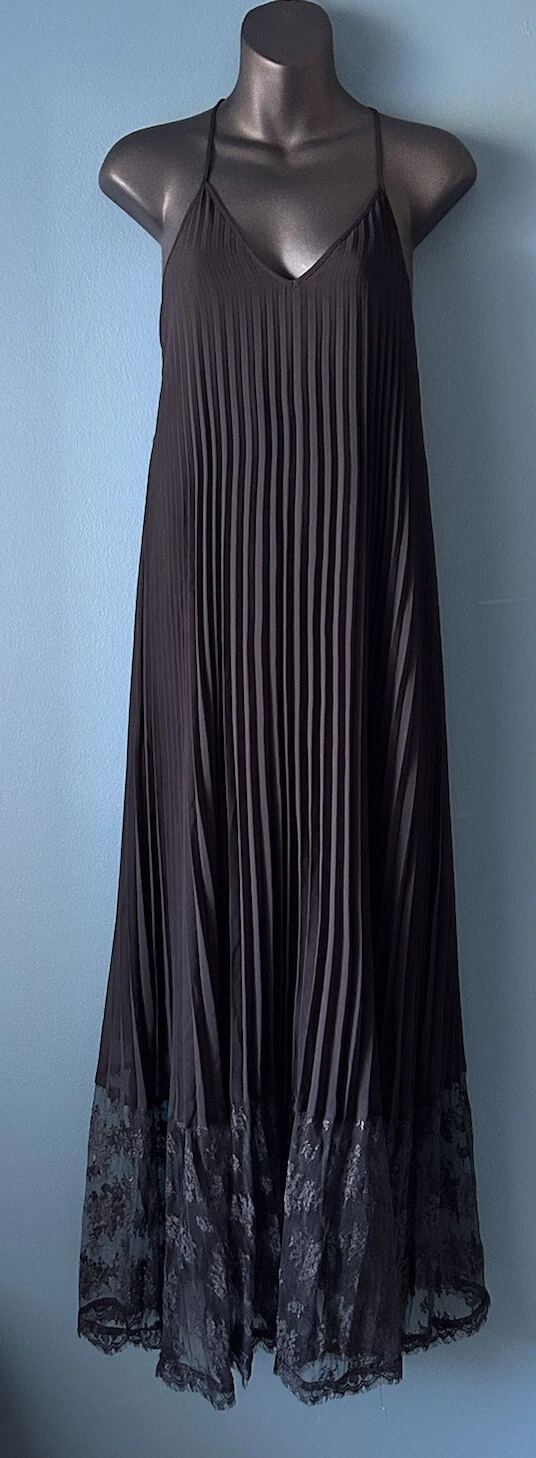 UNDERCOVER Rara camicia da notte Victoria's Secret fisarmonica plissettata pizzo romantica sexy maxi Y2K