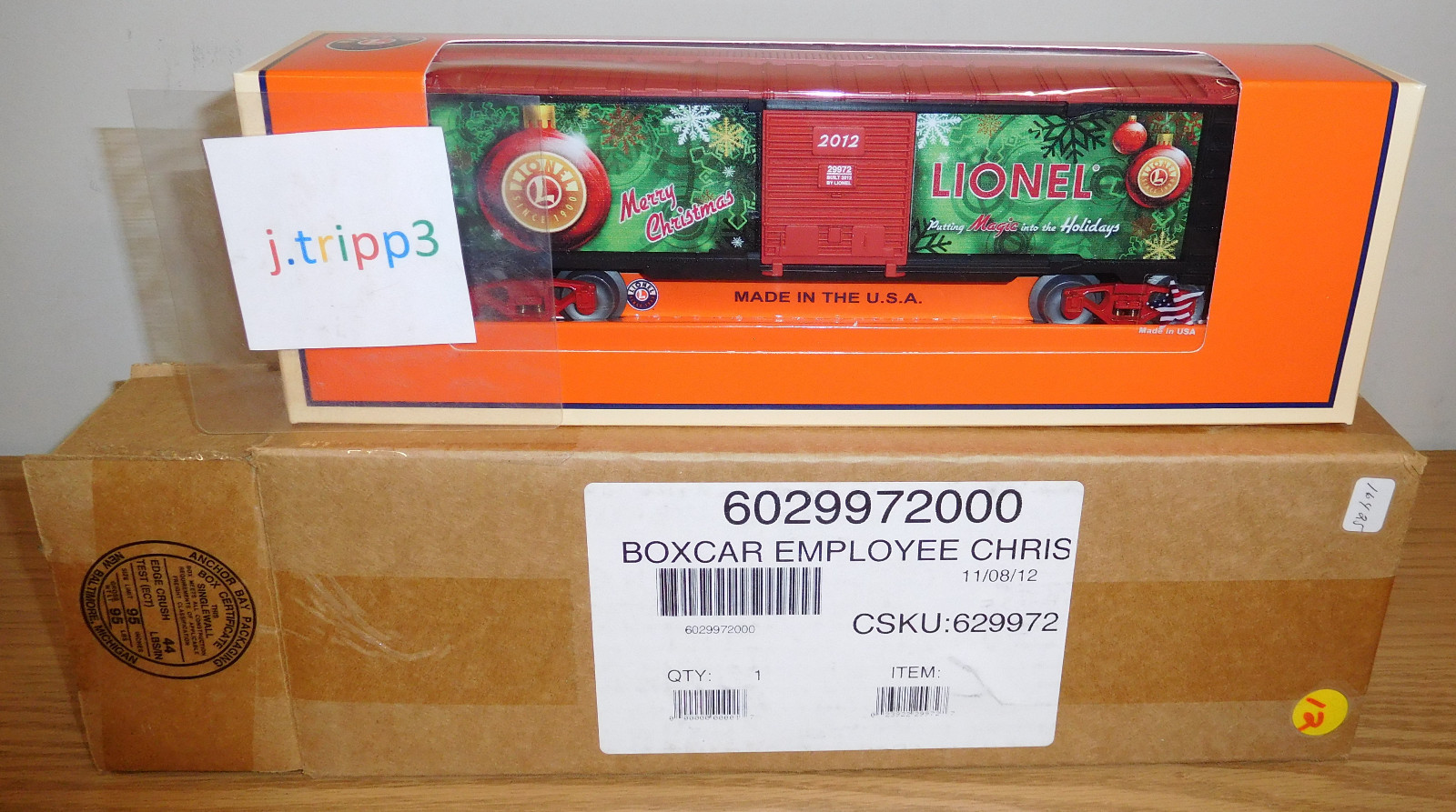 LIONEL 6-29972 EMPLOYEE CHRISTMAS O GAUGE TOY TRAIN BOXCAR 2012 HOLIDAY CAR USA