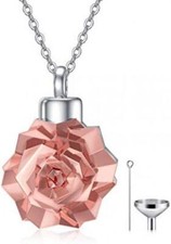Rose Flower Urn Necklaces for Ashes Sterling Silver Origami Memorial Cremation