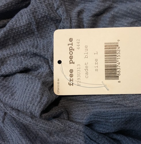 NWT FREE PEOPLE SzXS BENEDICT CANYON OVERSIZED HENLEY TOP CADET BLUE - Picture 4 of 5