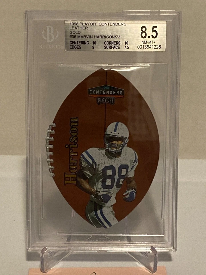 1998 Playoff Contenders | Leather Gold | Marvin Harrison | SSP #'d /73 BGS 8.5 - Image 4 of 4