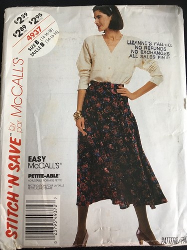 Pattern Stitch n’ Save 4937, misses’ blouse, skirt, belt, sz 14-18 - 第 1/2 張圖片