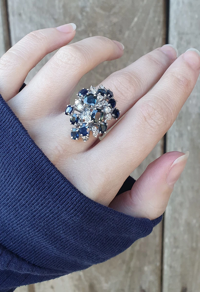 Art Deco White Gold Rare Fancy Sapphire and Diamond Ring c. 1925
