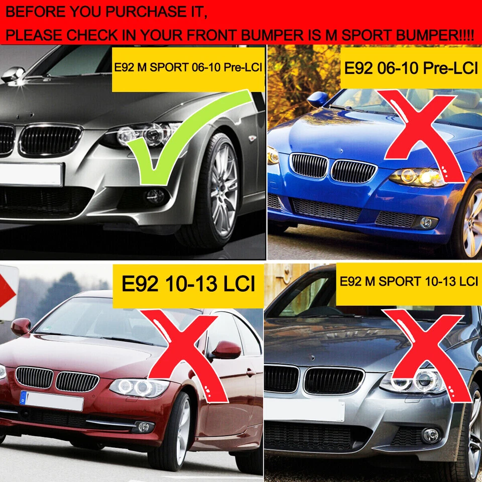 FOR BMW 3 SERIES E92 E93 330ci 335i M TECH PRE-LCI 06-09 FRONT BUMPER SPLITTER Foto 2 de 4