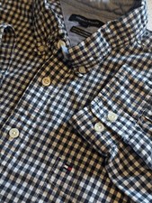 Tommy Hilfiger Men's Button-down Classic Dress Shirt Blue  White Check Size XXL