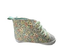 Baby Girls Carters Shimmer Toe Soft Soled Floral Crib Shoes - Sz 6-9 mo