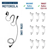 [10x] Extra Long PTT Earpiece for Target & Walmart Radios CLS1110 RDM2070d CP200