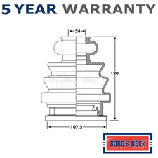 Borg & Beck Front Inner CV Joint Boot Set Fits VW Transporter Skoda Fabia