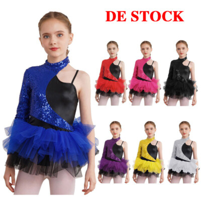 Mädchen Ballett Tutu Kleid  Glitzer Pailletten Tanztrikot Jazz Ballerina Kostüm