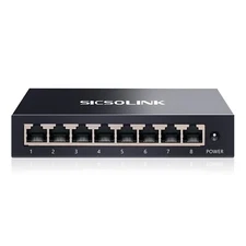 8 Port Gigabit Ethernet Switch Fanless Metal Design Plug and Play Network Hub