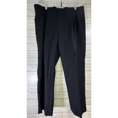 Guy Laroche Grey Wool Wide Leg Trousers Dress Pants Size 40R US Pin Stripe Navy