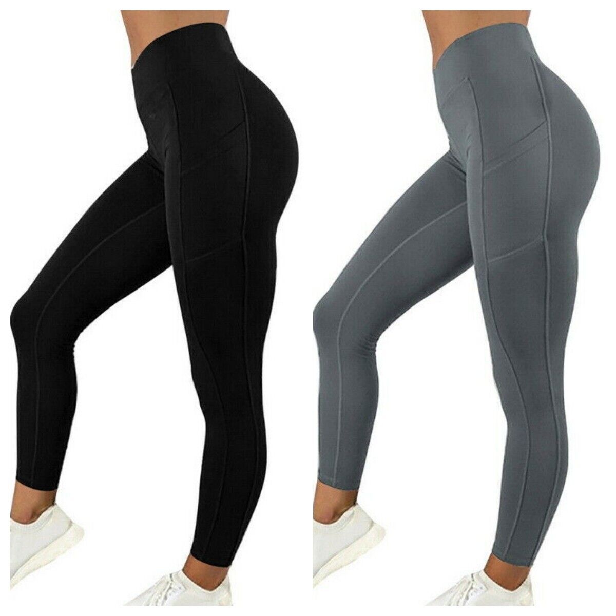 Women High Waist Gym Leggings Pocket Fitness Sports Running Ladies Yoga