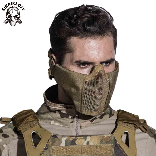 AOUTACC Airsoft masker en bril, Half gezichtsmaker Staalgaas masker en bril voor CS/Jacht/Paintball/Schieten (zwart schedelmasker