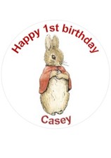 7.5 INCH ROUND FLOPSY/PETER RABBIT/BEATRIX POTTER ICING/RICE PAPER CAKE TOPPER