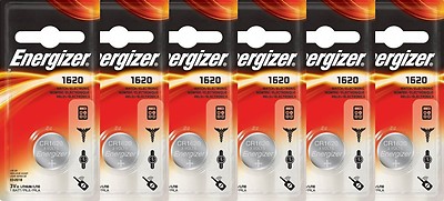 6 Energizer Lithium CR1620 1620 ECR1620 3-Volt Coin Cell Batteries