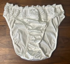 Vtg Victoria Secret Panties Satin Second Skin L White Lace Shiny Bridal Y2K Hi