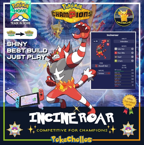 ✨ INCINEROAR SHINY COMPETITIVE BEST BUILD - HOME FAST ✨ Pokemon champions  🏆