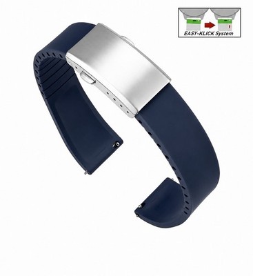 Easy-Klick Premium FKM-Kautschuk Uhrenarmband Modell Grande-S dunkel-blau 21 mm