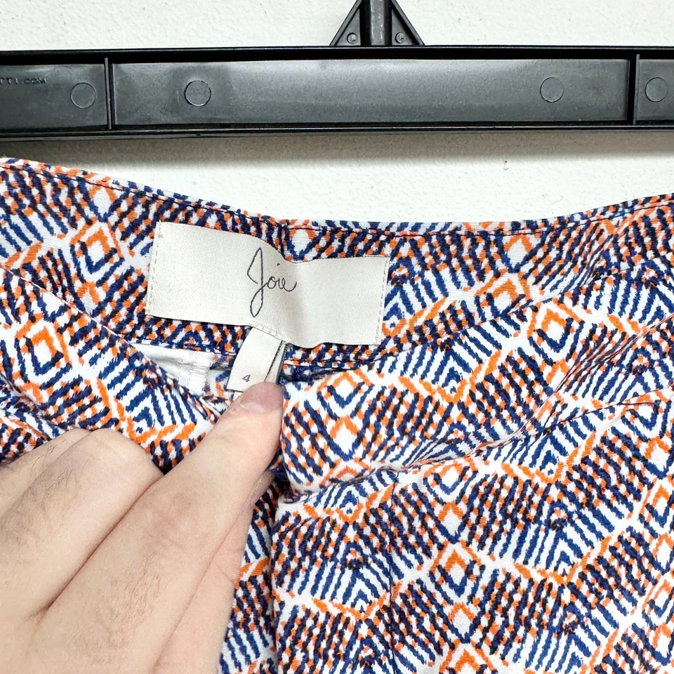 Mini Pantalones Cortos JOIE Mujer Naranja y Azul Estampado Merci Mezcla de Lino y Seda Talla 4 Foto 3 de 4