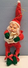 Vtg Rubber Face Santa Ornament Tree Hugger