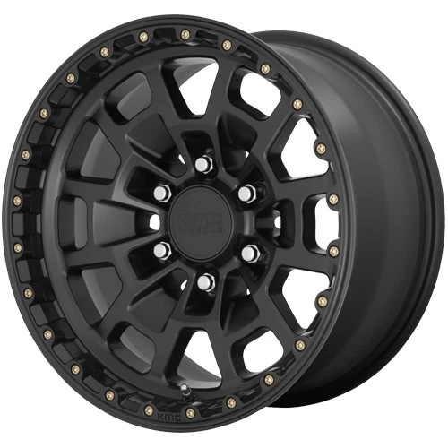(Set of 4) KMC KM718 Summit 16x8 6x5.5" +0mm Satin Black Wheels Rims 16" Inch - Imagem 3 de 4