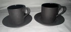 (Set of 2) Wedgwood Black Basalt Demitasse CUPS and SAUCERS