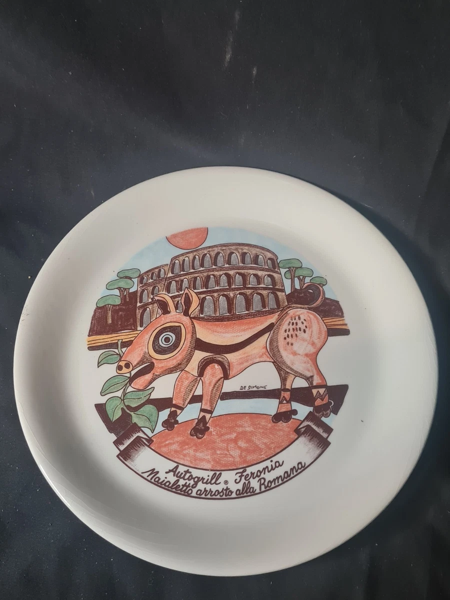 piatto ceramica de Simone autogrill montepulciano anni 80 piatto buon ricordo