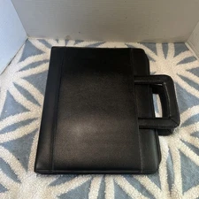 Day Runner Genuine Leather Zippered Planner Organizer Black Classic (10”x13”)