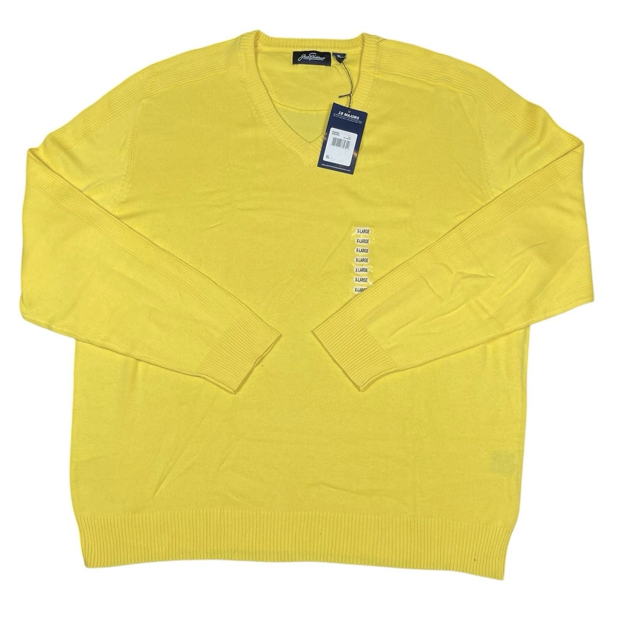 NWT Jack Nicklaus Men's Yellow Lightweight Cotton V-Neck Golf