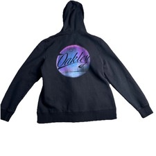 Oakley Hooded Jacket Womens L Full Zip Up Drawstring Black Logo