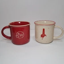 Maker's Mark Bourbon Whiskey Coffee Cup Mug Set Red/ Cream Speckled