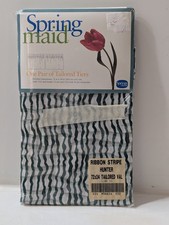 Spring Maid Pair Tailored Valance Ribbon Stripe Hunter Green 72"x24" Curtain USA