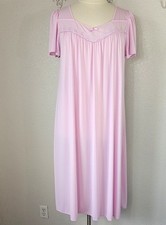 Miss Elaine Sz L Nylon Tricot Long Classic Nightgown Pink