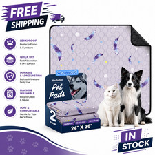Washable Dog Pee Pads 24x36 Waterproof Non Slip Reusable Puppy Training 2 Pack