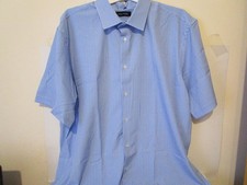 Nautica Short Sleeve Performance Dress Shirt Mens Blue Check Size XXL 18-18.5