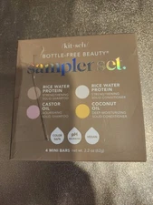 Kitsch 4pc SAMPLER SET Solid Bar Shampoo and Conditioner Rice Coconut Oil Castor