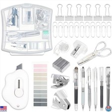 Mini Office Supply Kit: Stapler, Tape Dispenser, Scissors, Clips  More