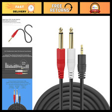 50ft 1/8" Male to Dual 1/4" Mono Audio Cable, 3.5mm TRS Y Splitter, Gold Plated